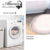 Dekoreko Kaymaz Taban Djt Banyo Halısı Yıldız Deri Saçaklı Oval Modern 1342