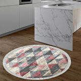 Dekoreko Kaymaz Taban Djt Mutfak Halısı Yıldız Deri Saçaklı Yuvarlak İskandinav 661M