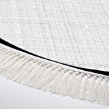 Alanur Home Kaymaz Taban Djt Banyo Mutfak Salon Halı Yıldız Deri Saçaklı Yuvarlak Dokuma Desen E5007