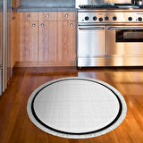 Alanur Home Kaymaz Taban Djt Banyo Mutfak Salon Halı Yıldız Deri Saçaklı Yuvarlak Dokuma Desen E5007