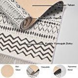 Dekoreko Kaymaz Taban Djt Salon Halısı Yıldız Deri Saçaklı İskandinav F5086