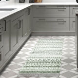 Dekoreko Kaymaz Taban Djt Mutfak Halısı Star Pamuk Saçaklı İskandinav F5078