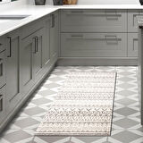 Dekoreko Kaymaz Taban Djt Mutfak Halısı Yıldız Deri İskandinav F5078