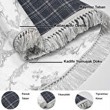 Dekoreko Kaymaz Taban Djt Salon Halısı Star Pamuk Saçaklı Oval Modern 1494