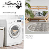 Dekoreko Kaymaz Taban Djt Salon Halısı Yıldız Deri Saçaklı Oval İskandinav F5087