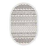 Dekoreko Kaymaz Taban Djt Mutfak Halısı Yıldız Deri Saçaklı Oval İskandinav F5086