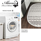 Dekoreko Kaymaz Taban Djt Mutfak Halısı Yıldız Deri Saçaklı Oval İskandinav F5086