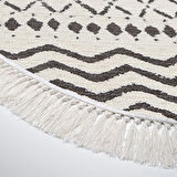 Dekoreko Kaymaz Taban Djt Mutfak Halısı Yıldız Deri Saçaklı Oval İskandinav F5086