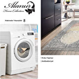 Dekoreko Kaymaz Taban Djt Mutfak Halısı Yıldız Deri Saçaklı Modern E4052 Krem Oranj Kırmızı