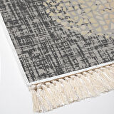 Dekoreko Kaymaz Taban Djt Mutfak Halısı Yıldız Deri Saçaklı Modern E4052 Krem Oranj Kırmızı