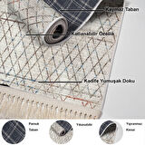 Dekoreko Kaymaz Taban Djt Salon Halısı Star Pamuk Saçaklı İskandinav F5079