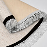 Alanur Home Kaymaz Taban Djt Banyo Mutfak Salon Halı Yıldız Deri Saçaklı Oval Dokuma Desen E5007