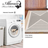 Dekoreko Kaymaz Taban Djt Mutfak Halısı Yıldız Deri Saçaklı Modern P1526