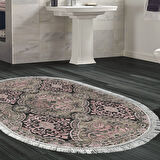 Dekoreko Kaymaz Taban Djt Banyo Halısı Trend Saçaklı Oval Modern 659M