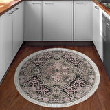 Dekoreko Kaymaz Taban Djt Mutfak Halısı Star Pamuk Saçaklı Yuvarlak Modern 659M