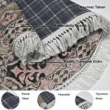 Dekoreko Kaymaz Taban Djt Mutfak Halısı Star Pamuk Saçaklı Yuvarlak Modern 659M