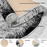 Dekoreko Kaymaz Taban Djt Mutfak Halısı Yıldız Deri Saçaklı Yuvarlak Modern 1342