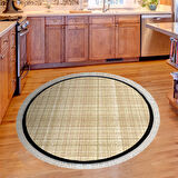 Alanur Home Kaymaz Taban Djt Banyo Mutfak Salon Halı  Trend Saçaklı Yuvarlak Dokuma Desen E5007