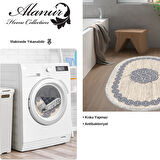 Dekoreko Kaymaz Taban Djt Banyo Halısı Star Pamuk Saçaklı Oval Modern 1319