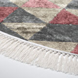 Dekoreko Kaymaz Taban Djt Mutfak Halısı Yıldız Deri Saçaklı Yuvarlak İskandinav 661M