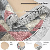 Dekoreko Kaymaz Taban Djt Mutfak Halısı Yıldız Deri Saçaklı Yuvarlak İskandinav 661M