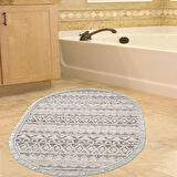 Dekoreko Kaymaz Taban Djt Banyo Halısı Trend Saçaklı Oval İskandinav F5078