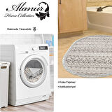 Dekoreko Kaymaz Taban Djt Banyo Halısı Trend Saçaklı Oval İskandinav F5078