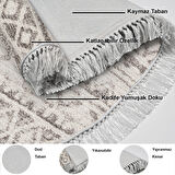 Dekoreko Kaymaz Taban Djt Banyo Halısı Trend Saçaklı Oval İskandinav F5078