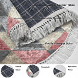 Dekoreko Kaymaz Taban Djt Salon Halısı Star Pamuk Saçaklı Yuvarlak İskandinav 661M