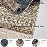 Dekoreko Kaymaz Taban Djt Salon Halısı Star Pamuk Saçaklı İskandinav F5087