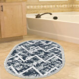 Dekoreko Kaymaz Taban Djt Banyo Halısı Star Pamuk Saçaklı Oval İskandinav F5128