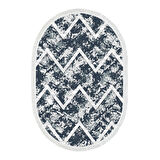 Dekoreko Kaymaz Taban Djt Banyo Halısı Star Pamuk Saçaklı Oval İskandinav F5128