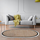 Alanur Home Kaymaz Taban Djt Banyo Mutfak Salon Halı Yıldız Deri Saçaklı Oval Dokuma Desen E5001