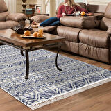 Dekoreko Kaymaz Taban Djt Salon Halısı Yıldız Deri Saçaklı İskandinav F5082