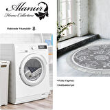 Dekoreko Kaymaz Taban Djt Salon Halısı Star Pamuk Saçaklı Yuvarlak Modern 1861M