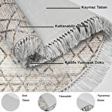 Dekoreko Kaymaz Taban Djt Mutfak Halısı Trend Saçaklı Yuvarlak İskandinav F5079