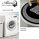 Dekoreko Kaymaz Taban Djt Salon Halısı Star Pamuk Saçaklı Yuvarlak Modern 656M