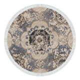 Dekoreko Kaymaz Taban Djt Salon Halısı Trend Saçaklı Yuvarlak Modern 1903M