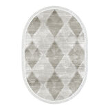 Dekoreko Kaymaz Taban Djt Mutfak Halısı Yıldız Deri Saçaklı Oval İskandinav F5131