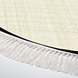 Alanur Home Kaymaz Taban Djt Banyo Mutfak Salon Halı Yıldız Deri Saçaklı Yuvarlak Dokuma Desen E5007