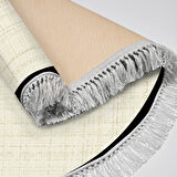 Alanur Home Kaymaz Taban Djt Banyo Mutfak Salon Halı Yıldız Deri Saçaklı Yuvarlak Dokuma Desen E5007