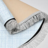 Alanur Home Kaymaz Taban Djt Banyo Mutfak Salon Halı Yıldız Deri Saçaklı Yuvarlak Dokuma Desen E5007