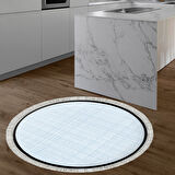 Alanur Home Kaymaz Taban Djt Banyo Mutfak Salon Halı Yıldız Deri Saçaklı Yuvarlak Dokuma Desen E5007