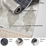 Dekoreko Kaymaz Taban Djt Salon Halısı Star Pamuk Saçaklı İskandinav F5131