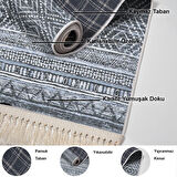 Dekoreko Kaymaz Taban Djt Mutfak Halısı Star Pamuk Saçaklı İskandinav F5087