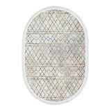 Dekoreko Kaymaz Taban Djt Banyo Halısı Trend Saçaklı Oval İskandinav F5079