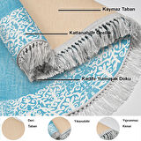 Dekoreko Kaymaz Taban Djt Salon Halısı Yıldız Deri Saçaklı Yuvarlak Modern 1460