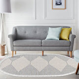 Dekoreko Kaymaz Taban Djt Salon Halısı Trend Saçaklı Oval İskandinav F5085