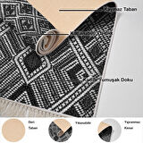 Dekoreko Kaymaz Taban Djt Mutfak Halısı Yıldız Deri Saçaklı Modern 2029