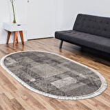 Dekoreko Kaymaz Taban Djt Salon Halısı Trend Saçaklı Oval İskandinav F5132